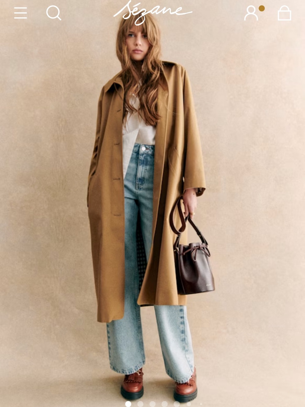 NWT Sezane Clyde trench coat in camel